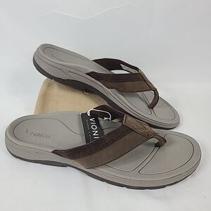 NEW Vionic Men's Canoe Dennis Toe-Post Sandal - Leather Flip-flop size 7